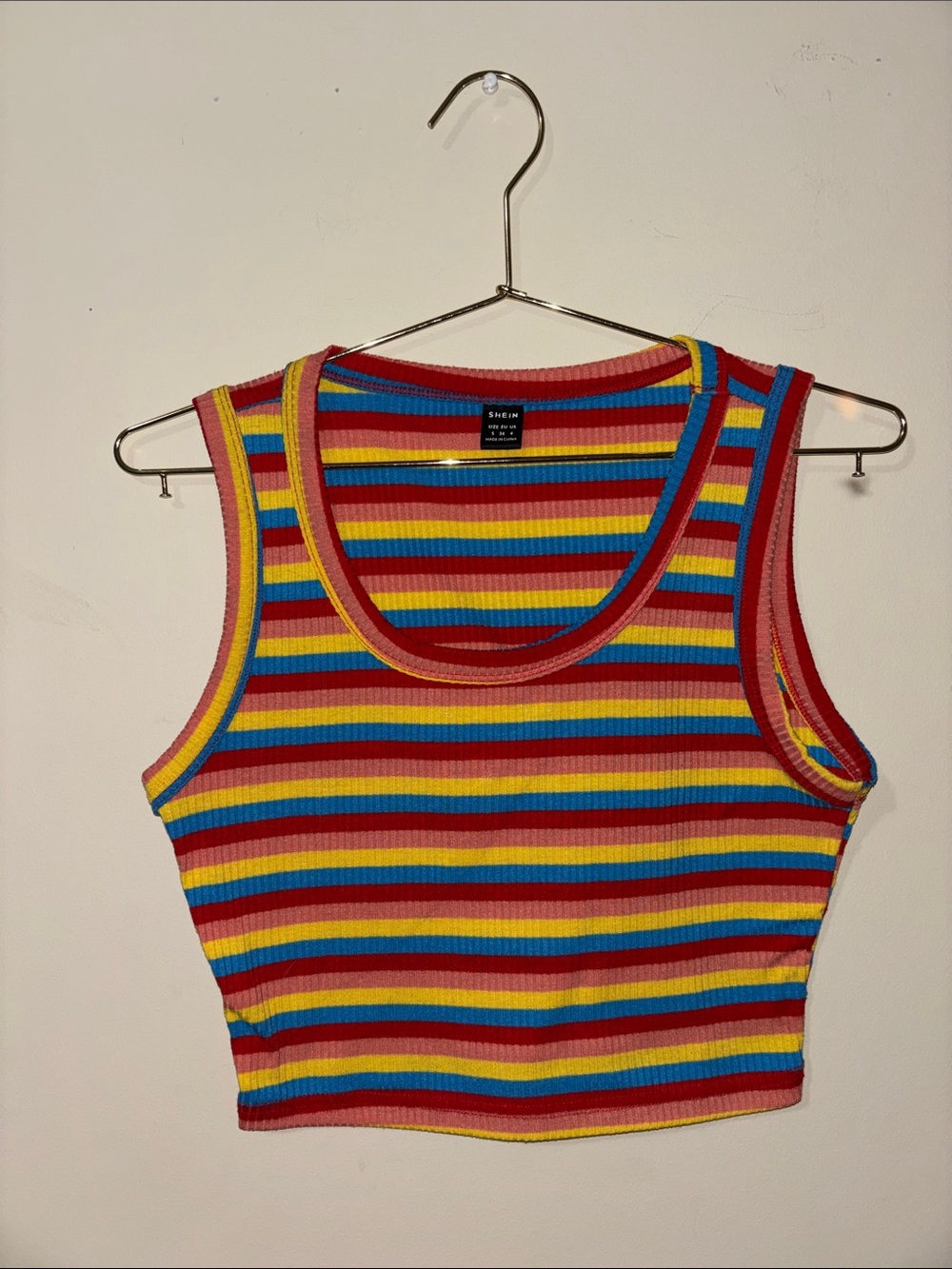 🌈Ribbed Rainbow Stripe Tank - Red, Yellow, Blue SHIEN